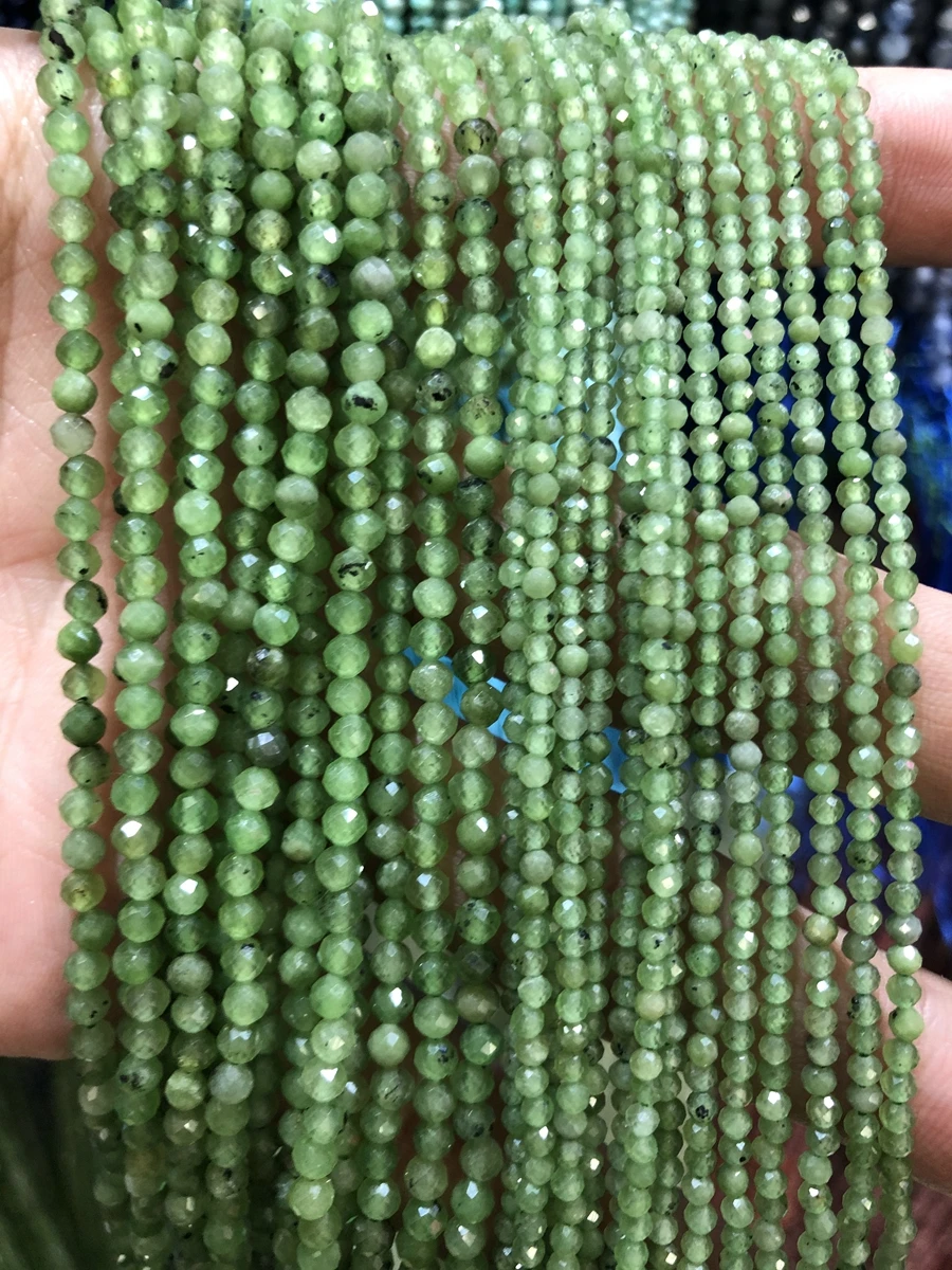 

wholesale 1string Genuine Nephrite Jade Beads 2mm 3mm Faceted Tiny Spacer Gem Beads For jewelry making full 15.5"