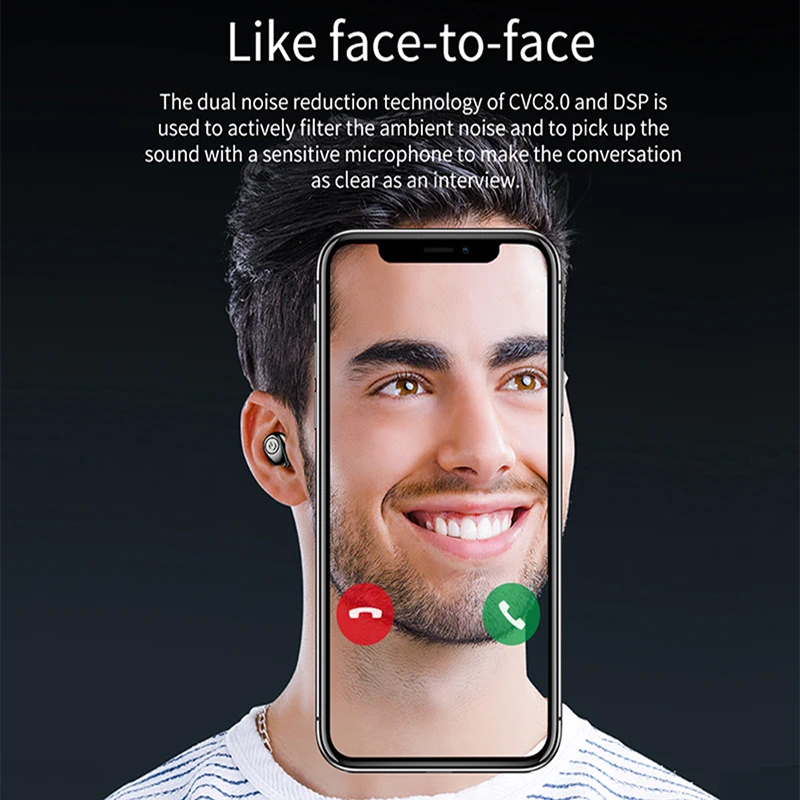 TWS CVC noise cancellation Bluetooth wireless earphones waterproof sports auto match bluetooth headsets with charging box 
TWS CVC noise cancellation Bluetooth wireless earphones waterproof sports auto match bluetooth headsets with charging box