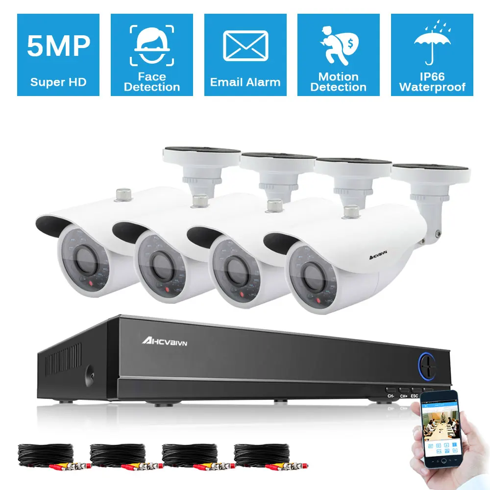 H.265 Home CCTV Security System Kits 4CH HD-TVI 5MP DVR 4PCS 5MP Night Vision Outdoor Surveillance Waterproof Camera Set
H.265 Home CCTV Security System Kits 4CH HD-TVI 5MP DVR 4PCS 5MP Night Vision Outdoor Surveillance Waterproof Camera Set