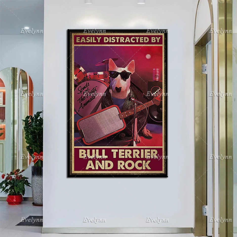Bull Terrier Dog Retro Poster EasilyDistracted By BullTerrier And RockMusic Lovers Wall Art Prints Home Decor Canvas Unique Gift
Bull Terrier Dog Retro Poster EasilyDistracted By BullTerrier And RockMusic Lovers Wall Art Prints Home Decor Canvas Unique Gift