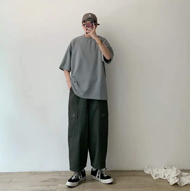 2020 Summer New Youth Popular Men's Solid Color Round Neck Five-point Sleeve T-shirt Fashion Casual Wild Loose Loose Pullover
2020 Summer New Youth Popular Men's Solid Color Round Neck Five-point Sleeve T-shirt Fashion Casual Wild Loose Loose Pullover