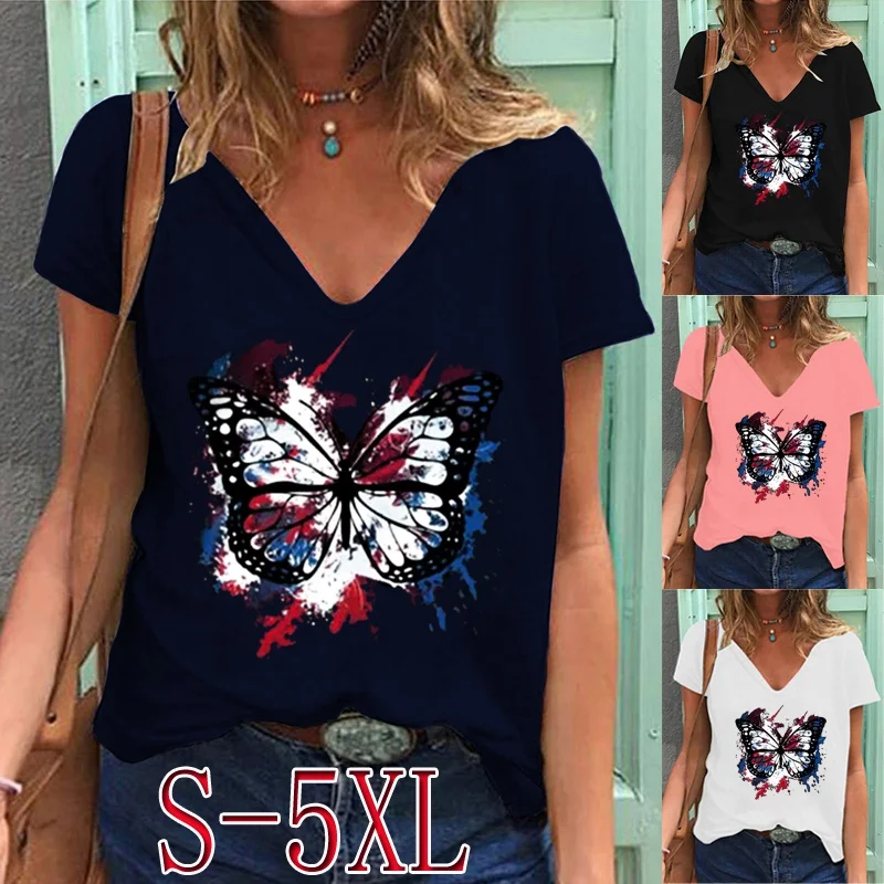 Summer New Fashion Shirt for Women Ladies Casual Butterfly Printing Blouse Short Sleeve V-neck Tops Plus Size T-shirt
Summer New Fashion Shirt for Women Ladies Casual Butterfly Printing Blouse Short Sleeve V-neck Tops Plus Size T-shirt