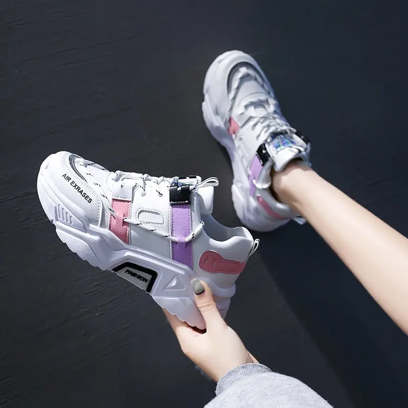 Flat Platform Sneakers Women Flats 2020 Fashion White Pink Sport Running Casual Shoes Tennis Lace Chunky Sneakers basket femme
Flat Platform Sneakers Women Flats 2020 Fashion White Pink Sport Running Casual Shoes Tennis Lace Chunky Sneakers basket femme