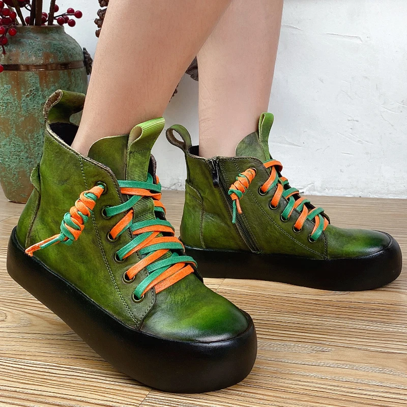 Female Retro Shoes Green Women Boots 2022 New Autumn Winter Genuine Leather Lace-up Flat with Handmade Fashion Platform Boots
Female Retro Shoes Green Women Boots 2022 New Autumn Winter Genuine Leather Lace-up Flat with Handmade Fashion Platform Boots