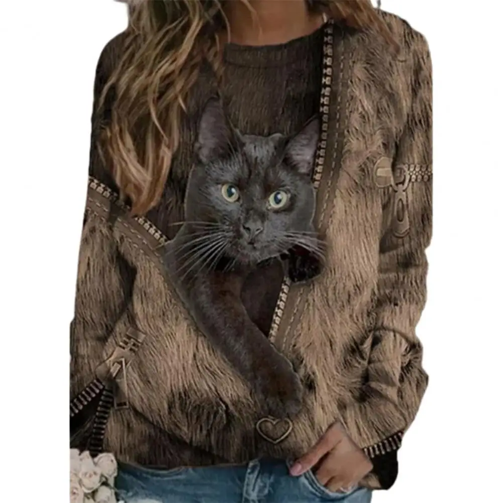 Fashion Women O Neck Long Sleeve Zipper Cats Print Loose Blouse T-shirt Sweatshirt Female Tops Pullover
Fashion Women O Neck Long Sleeve Zipper Cats Print Loose Blouse T-shirt Sweatshirt Female Tops Pullover