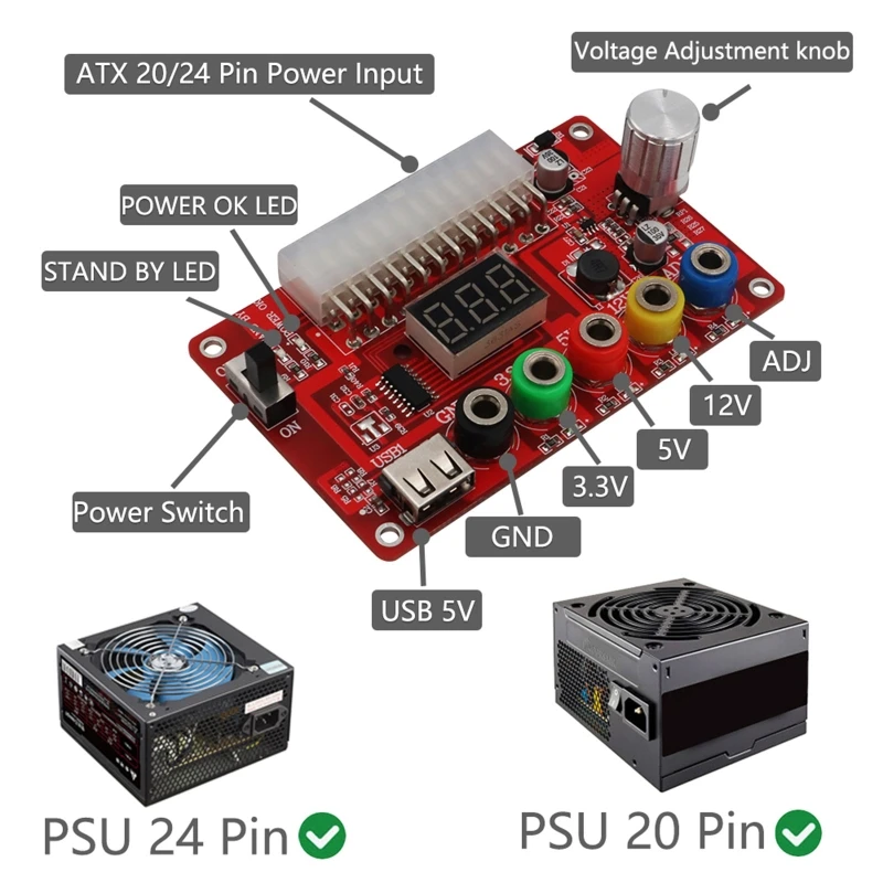 24 Pin Regulator Adapter Desktop Computer PC Transfer Board Power Supply Circuit Outlet Module
24 Pin Regulator Adapter Desktop Computer PC Transfer Board Power Supply Circuit Outlet Module