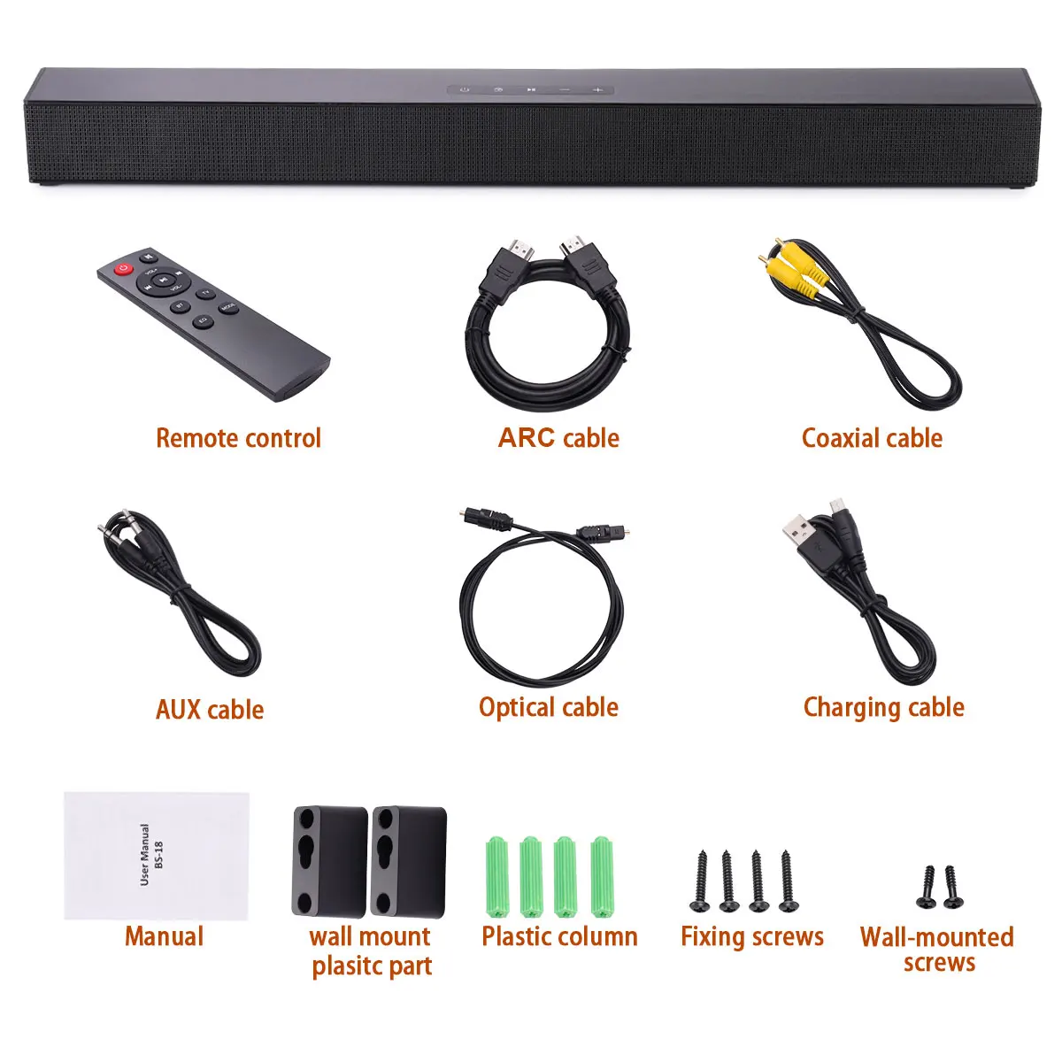 Wall-mounted TV Soundbar Home Theater 40W Bluetooth Speaker Support Optical Coaxial HDMI-compatible AUX with Subwoofer for TV PC
Wall-mounted TV Soundbar Home Theater 40W Bluetooth Speaker Support Optical Coaxial HDMI-compatible AUX with Subwoofer for TV PC