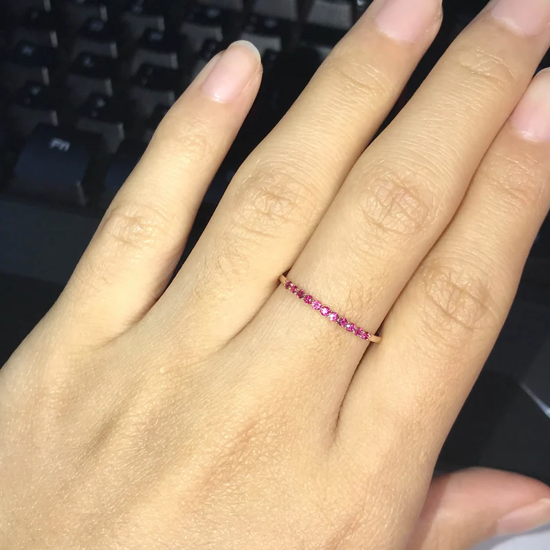 ANI 18K White/Yellow/Rose Gold (AU750) Women Wedding Band Certified Real Natural Ruby Engagement Ring Bague Fine Jewelry Custom