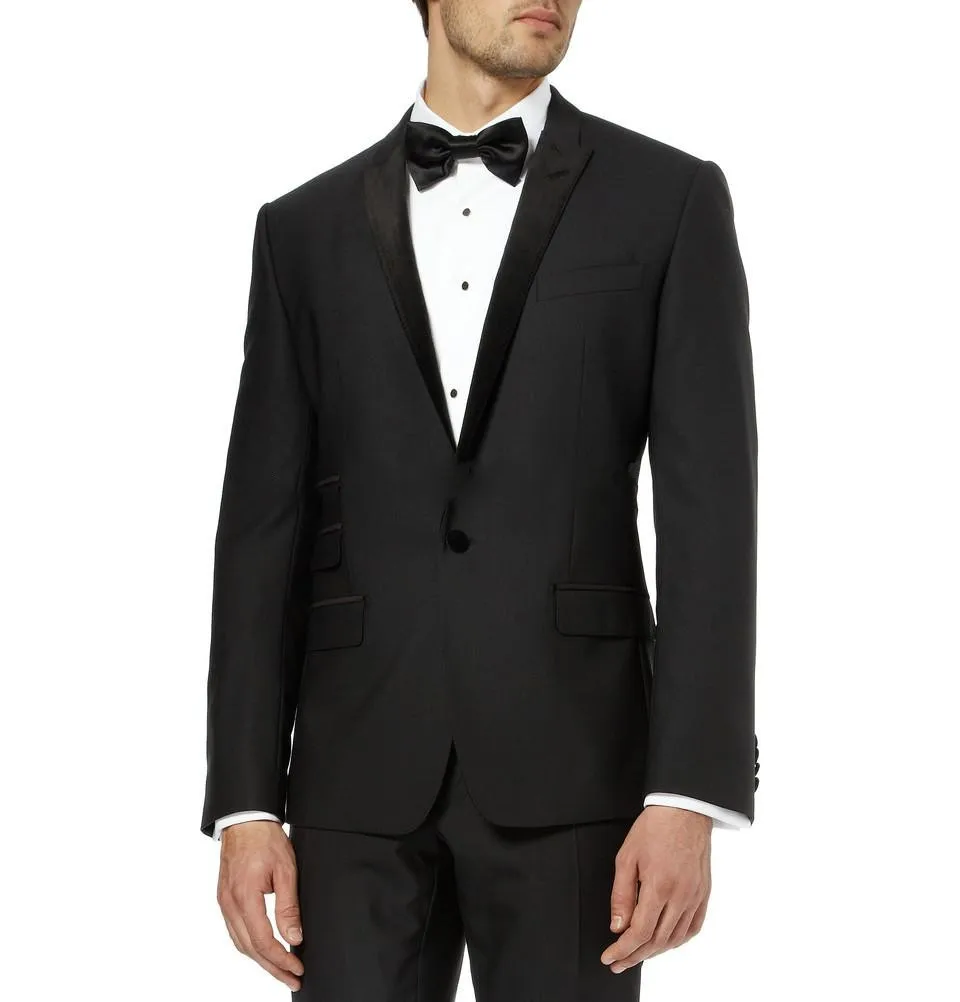 Фото Черный мужской костюм на заказ классические смокинги для жениха из двух