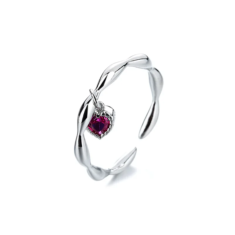 Fashion Red Heart Pendant Adjuestable Size Luxury Ring Silver Coating Wedding Bands Luxurious Jewelry for Charm Women Gifts
Fashion Red Heart Pendant Adjuestable Size Luxury Ring Silver Coating Wedding Bands Luxurious Jewelry for Charm Women Gifts