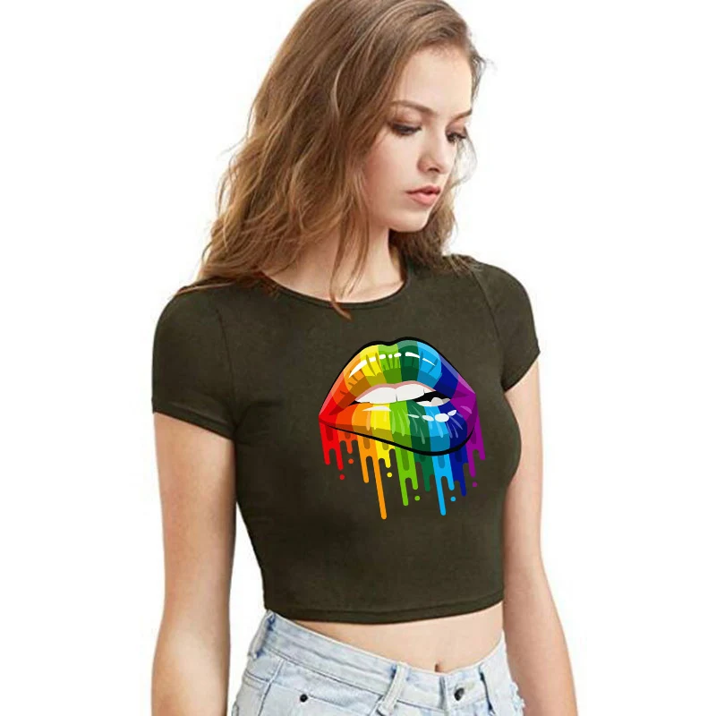 Summer Women T-shirt 2021 New Letters Lips Pattern Fashion Short Sleeve Sexy Slim Short Type Sport Fitness Running Tops Female
Summer Women T-shirt 2021 New Letters Lips Pattern Fashion Short Sleeve Sexy Slim Short Type Sport Fitness Running Tops Female