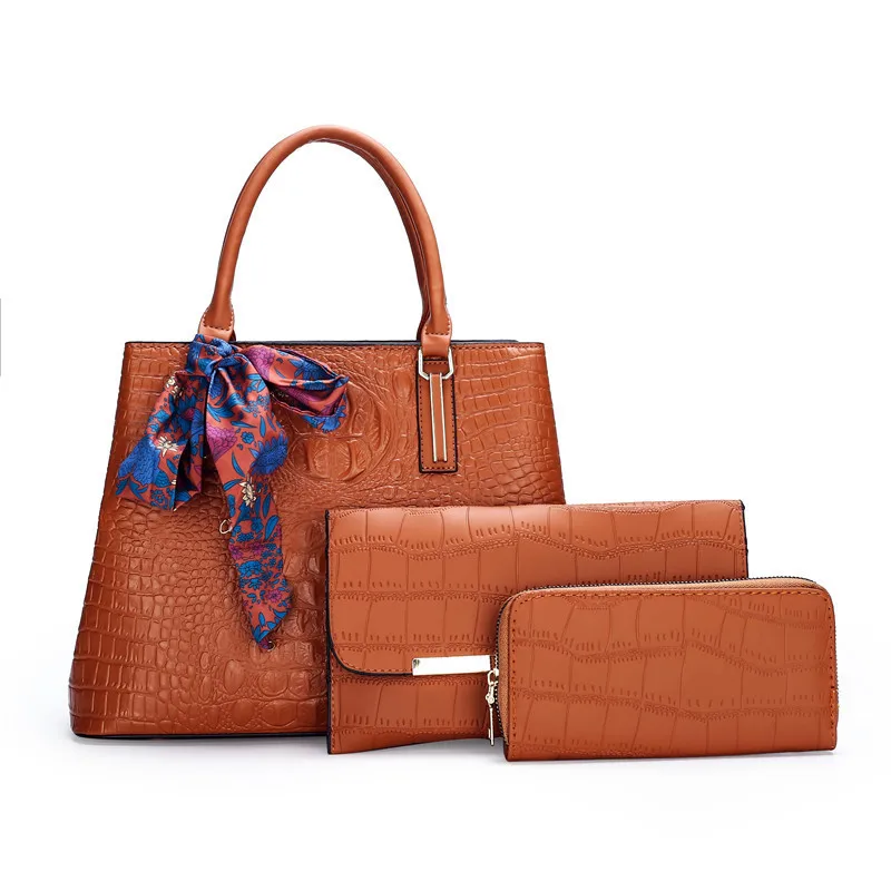 The new trendy three-piece embossed crocodile pattern female bag fashion silk scarf 3 in 1 set messenger handbag shoulder bag
The new trendy three-piece embossed crocodile pattern female bag fashion silk scarf 3 in 1 set messenger handbag shoulder bag