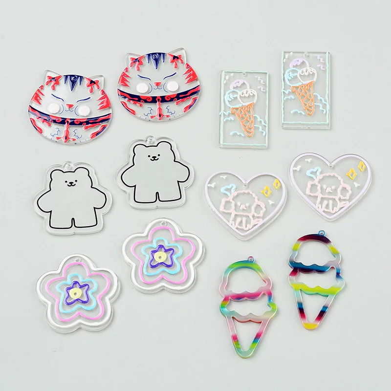 6PCS Transparen Ice Cream Bear Puppy Painting Jewelry Accessories Hand Made Earrings Connectors DIY Pendant Components Charms
6PCS Transparen Ice Cream Bear Puppy Painting Jewelry Accessories Hand Made Earrings Connectors DIY Pendant Components Charms