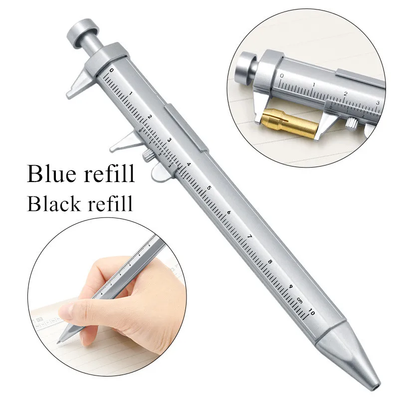 100mm Vernier Caliper Ballpoint Pen black blue 0.5mm Plastic Scale Ruler Gel Ink Pen for child School Office Writing Stationery
100mm Vernier Caliper Ballpoint Pen black blue 0.5mm Plastic Scale Ruler Gel Ink Pen for child School Office Writing Stationery