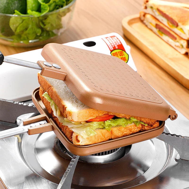

Aluminum Alloy Non-Stick Sandwich Mold Waffle Easy Clean Bread Barbecue Plate Toast Double Side Frying Pan Utensilios De Cocina