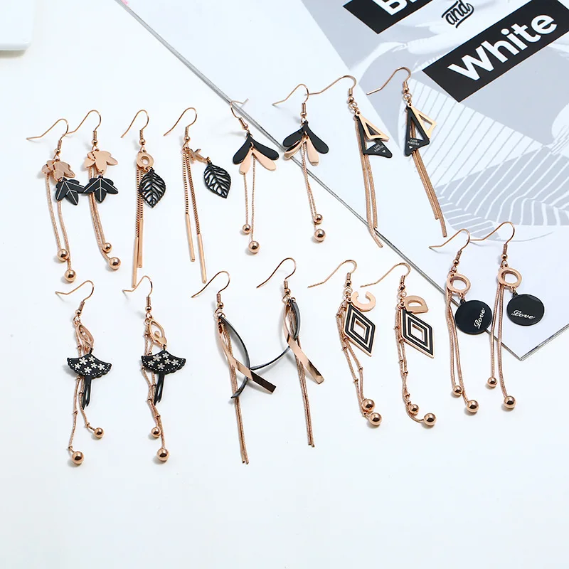 Titanium steel long geometric Tassel Earrings for women's allergy resistance and color fastness
Titanium steel long geometric Tassel Earrings for women's allergy resistance and color fastness