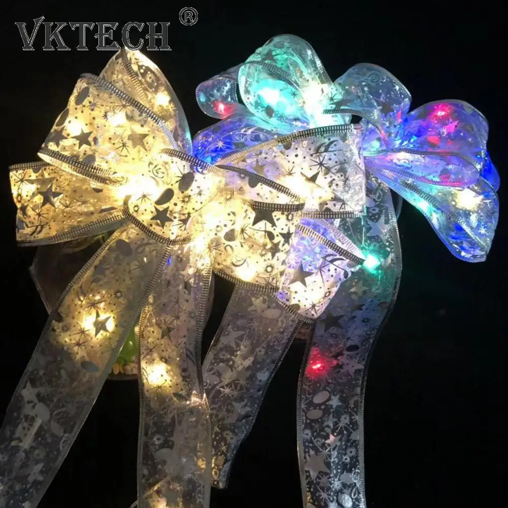 Christmas Bows Glowing Printed Bowknot with LED Lights Christmas Tree Ornaments Ribbon Bows Xmas Party Holiday Craft Gift Decora
Christmas Bows Glowing Printed Bowknot with LED Lights Christmas Tree Ornaments Ribbon Bows Xmas Party Holiday Craft Gift Decora