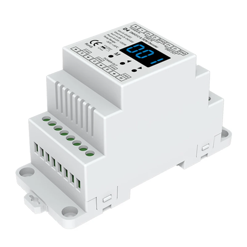 Din-рейка 4CH ШИМ постоянное напряжение DMX RDM декодер D4 DC12V 24V DMX512 светодиодный