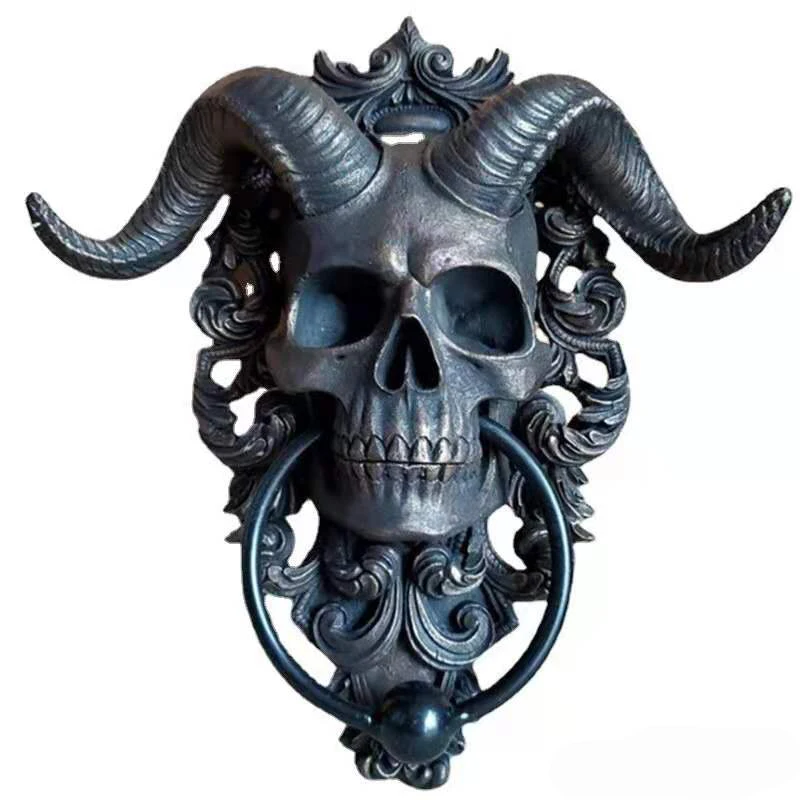 Skeleton Head Door Knocker Decor Resin Goat-headed Figure Hanger Resin Punk Satan Skull Sheep Head Statue Wall Pendant Crafts
Skeleton Head Door Knocker Decor Resin Goat-headed Figure Hanger Resin Punk Satan Skull Sheep Head Statue Wall Pendant Crafts