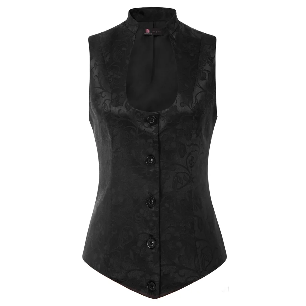 Black Jackets Women Jacquard Coat Tops Sleeveless Tops Stand Collar U-Neck Button Placket Cocktail Party Formal Slim Short Lady
Black Jackets Women Jacquard Coat Tops Sleeveless Tops Stand Collar U-Neck Button Placket Cocktail Party Formal Slim Short Lady