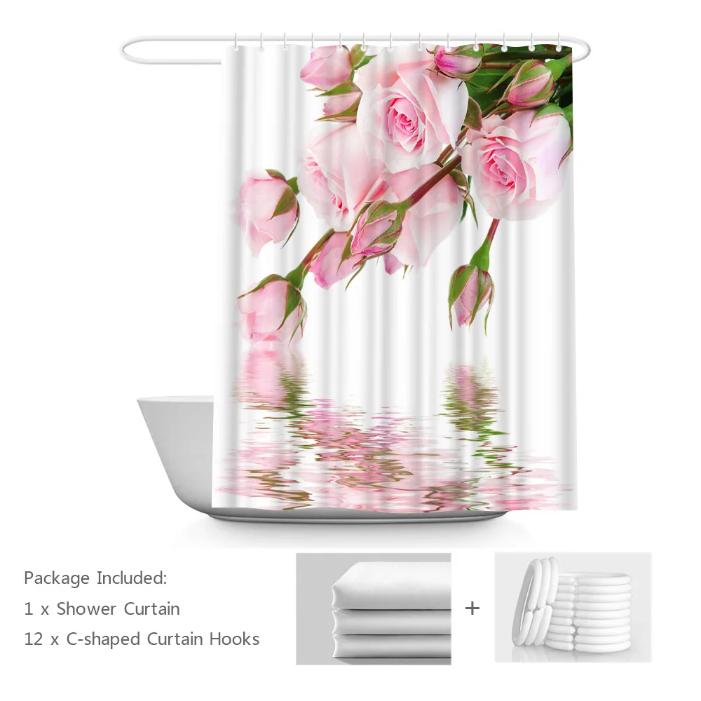 Pink Rose Shower Curtains Romaintic Floral Blossom Bath Curtain Flower Reflection on The Water Bath Curtains
Pink Rose Shower Curtains Romaintic Floral Blossom Bath Curtain Flower Reflection on The Water Bath Curtains