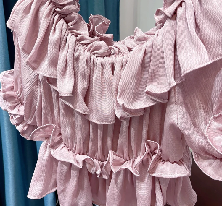 2021 Summer Vacation Style Off-Shoulder Top Women's Ruffled Puff Sleeve Waist Slim Hem Shirt Slash Neck Short Sleeve Blouse
2021 Summer Vacation Style Off-Shoulder Top Women's Ruffled Puff Sleeve Waist Slim Hem Shirt Slash Neck Short Sleeve Blouse