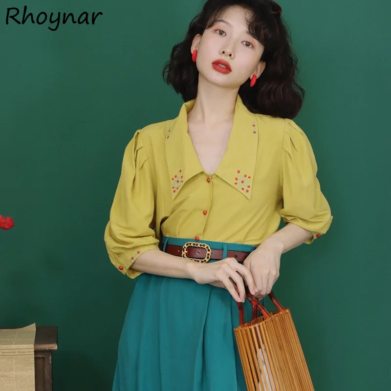 Shirts Women Vintage Embroidery Elegant Fashion Leisure All-match Summer College Holiday Puff Sleeve Sweet Simple Ulzzang Cozy
Shirts Women Vintage Embroidery Elegant Fashion Leisure All-match Summer College Holiday Puff Sleeve Sweet Simple Ulzzang Cozy