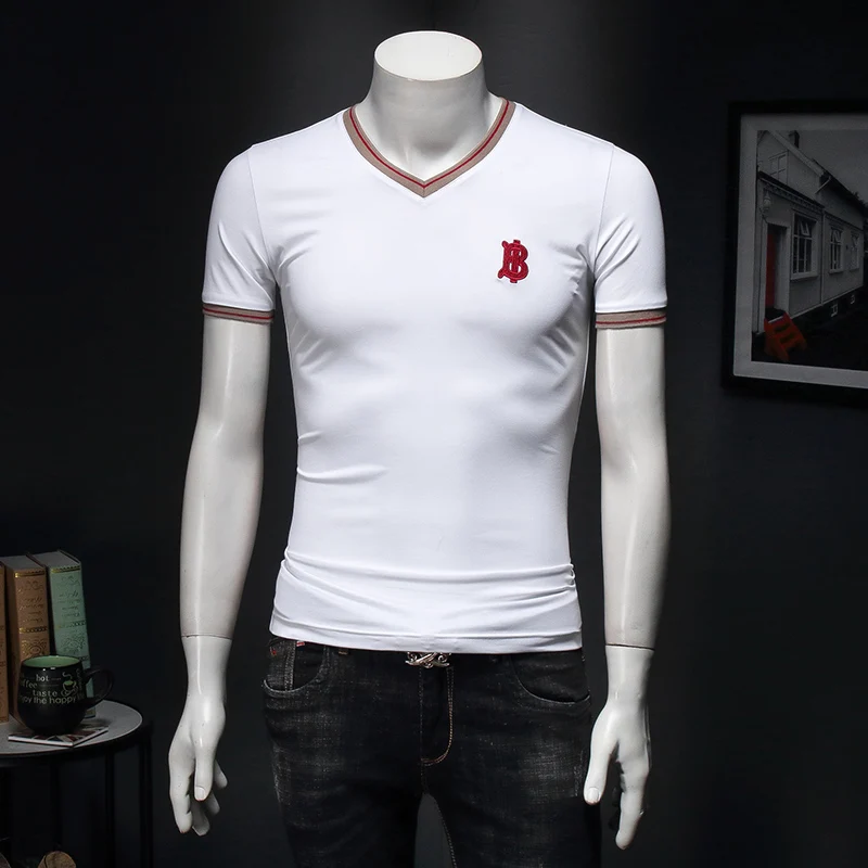 Great Designer High Quality Men's T-Shirts V-neck New Arrivals Brand Embroidery Tee Shirt Short Sleeve Summer Clothing E152
Great Designer High Quality Men's T-Shirts V-neck New Arrivals Brand Embroidery Tee Shirt Short Sleeve Summer Clothing E152