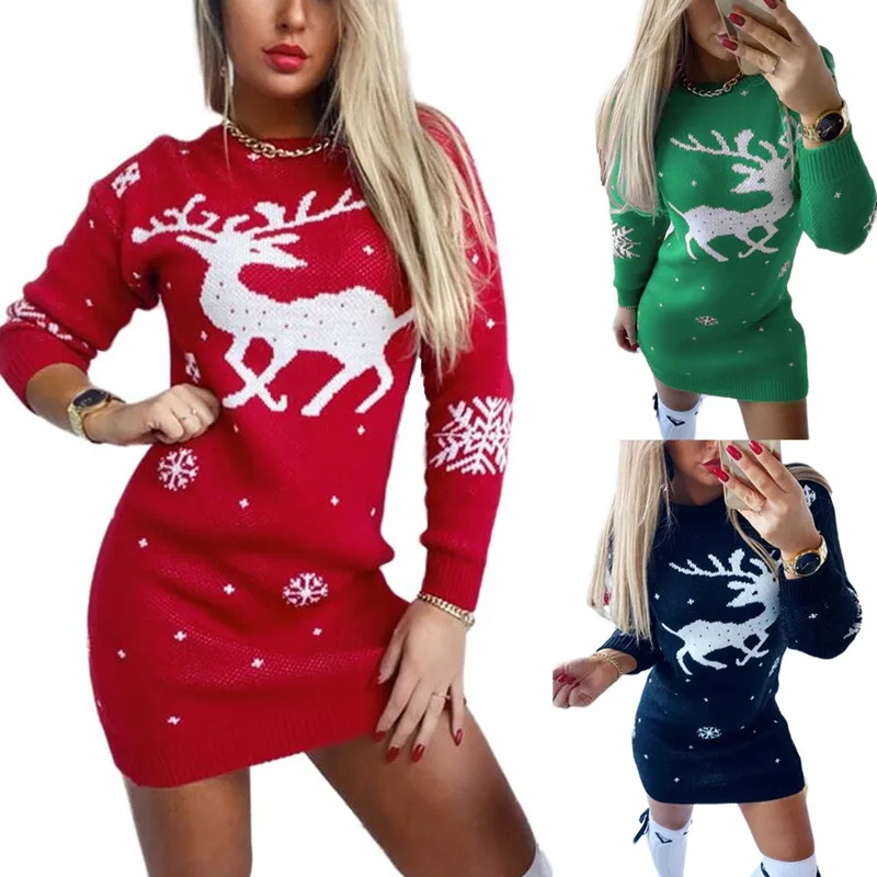 2022 Christmas Fashion Sexy Womens Elk Print Jumper Long Sleeve Dress Loose Pullover Winter Casual
2022 Christmas Fashion Sexy Womens Elk Print Jumper Long Sleeve Dress Loose Pullover Winter Casual