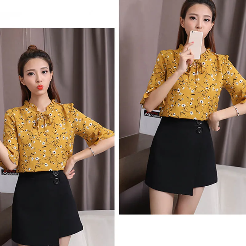 New Arrival Women Floral Print Bell Sleeve Chiffon Blouse Shirts Tops for Summer
New Arrival Women Floral Print Bell Sleeve Chiffon Blouse Shirts Tops for Summer