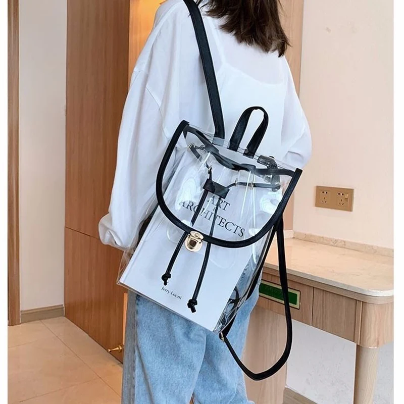 Clear PVC Women Backpack Transparent PVC Waterproof School Bag See Through Backpacks High Quality Large Capacity Mochila Female
Clear PVC Women Backpack Transparent PVC Waterproof School Bag See Through Backpacks High Quality Large Capacity Mochila Female