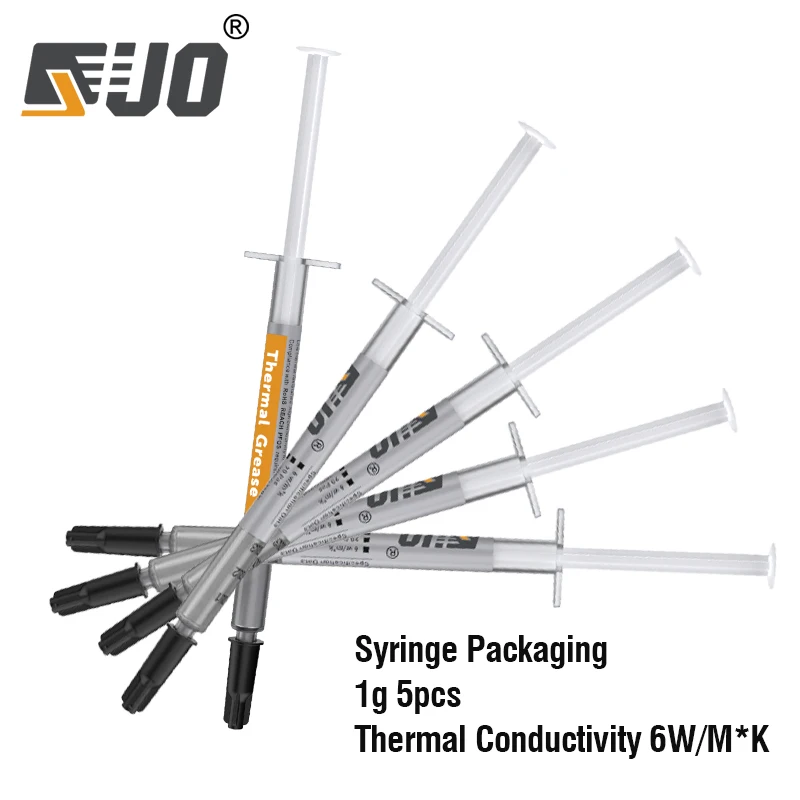 JUO Thermal Paste CPU Thermal High Performance Heatsink Paste Thermal Cooling Compound for Laptop PC CPU Cooler 6W/m.k 1g 5PCS
JUO Thermal Paste CPU Thermal High Performance Heatsink Paste Thermal Cooling Compound for Laptop PC CPU Cooler 6W/m.k 1g 5PCS
