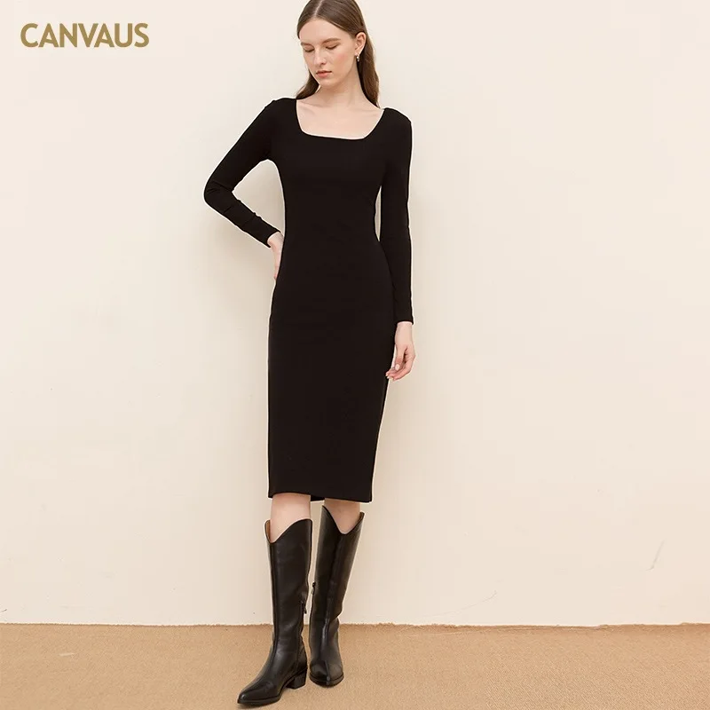 CANVAUS New Square Collar Cotton Mid-length Dress Women's Solid Color Long-sleeved Slim-fit Mid-waist Pencil Skirt Women
CANVAUS New Square Collar Cotton Mid-length Dress Women's Solid Color Long-sleeved Slim-fit Mid-waist Pencil Skirt Women