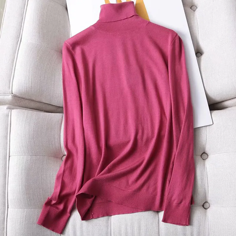 Autumn and 2021 Winter New Long-sleeved High-neck Pullover Sweater Casual Fashion All-match Base Sweater Women
