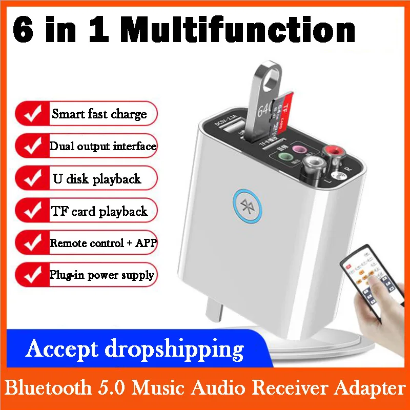 Bluetooth 5.0 Music Audio Receiver Adapter Transmitter for Home Hifi Speaker Quick USB Charger Aux Rac U Disk TF Player Plug
Bluetooth 5.0 Music Audio Receiver Adapter Transmitter for Home Hifi Speaker Quick USB Charger Aux Rac U Disk TF Player Plug