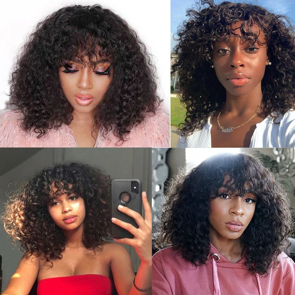 WOME Human Hair Wigs With Bangs Full Machine Made Wig Brazilian Water Wave Wigs Natural Human Hair Wigs For Women Glueless Remy 
WOME Human Hair Wigs With Bangs Full Machine Made Wig Brazilian Water Wave Wigs Natural Human Hair Wigs For Women Glueless Remy