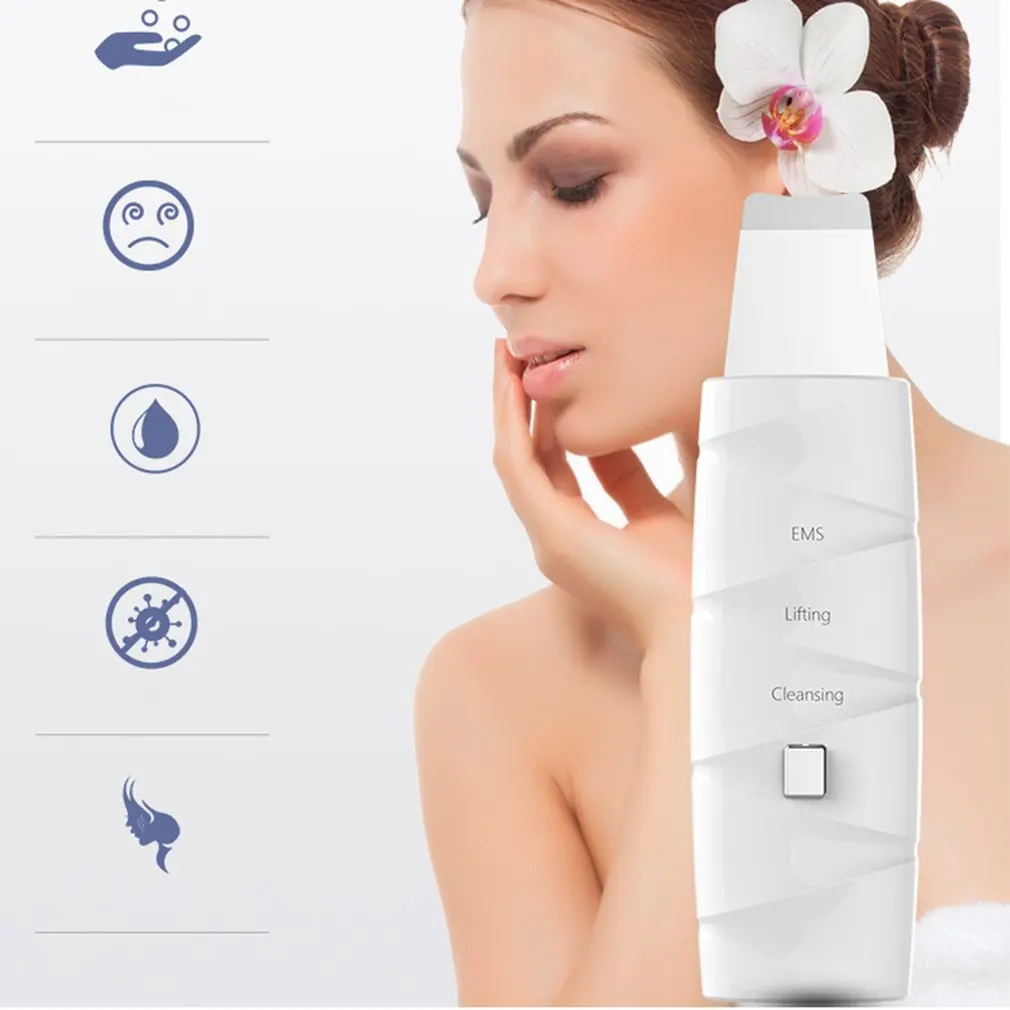 Ultrasonic Skin Scrubber Facial Cleaning Blackhead Remover Peeling Shovel Cleaner Facial Lifting Home Use Appliances
Ultrasonic Skin Scrubber Facial Cleaning Blackhead Remover Peeling Shovel Cleaner Facial Lifting Home Use Appliances