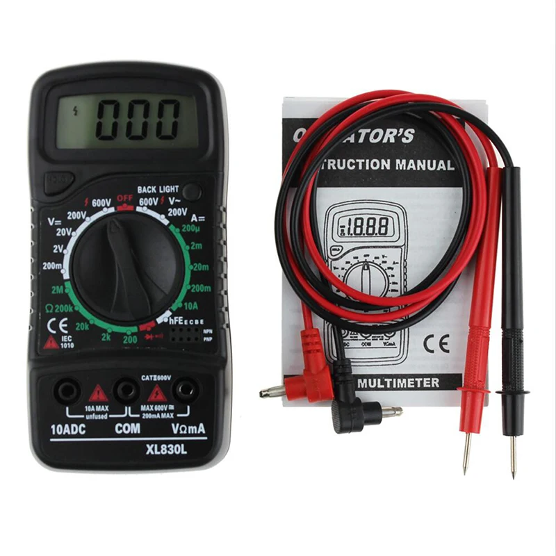 Digital LCD Multimeter XL-830L Voltmeter Ammeter AC/DC/OHM Volt Current Tester
Digital LCD Multimeter XL-830L Voltmeter Ammeter AC/DC/OHM Volt Current Tester
