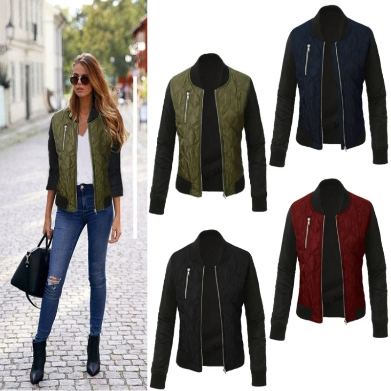 Autumn Winter Leisure Fashion Solid Women Jacket O-neck Zipper Stitching Quilted Bomber jacket 2019 New Women Coats
Autumn Winter Leisure Fashion Solid Women Jacket O-neck Zipper Stitching Quilted Bomber jacket 2019 New Women Coats