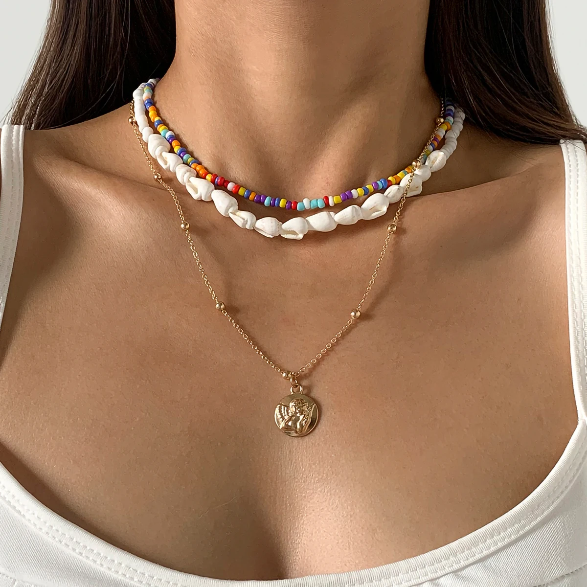 IngeSight.Z Natural Shell Conch Choker Rainbow Seed Beaded Necklaces Multi Layered Carved Coin Pendant Necklaces Women Jewelry
IngeSight.Z Natural Shell Conch Choker Rainbow Seed Beaded Necklaces Multi Layered Carved Coin Pendant Necklaces Women Jewelry