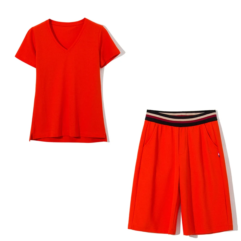 JRYYT Casual Cotton Short Sleeve T-Shirt Straight Shorts Women Basic V-Neck Tops Elastic Waist Shorts 2 Piece Set Female Outfit 
JRYYT Casual Cotton Short Sleeve T-Shirt Straight Shorts Women Basic V-Neck Tops Elastic Waist Shorts 2 Piece Set Female Outfit