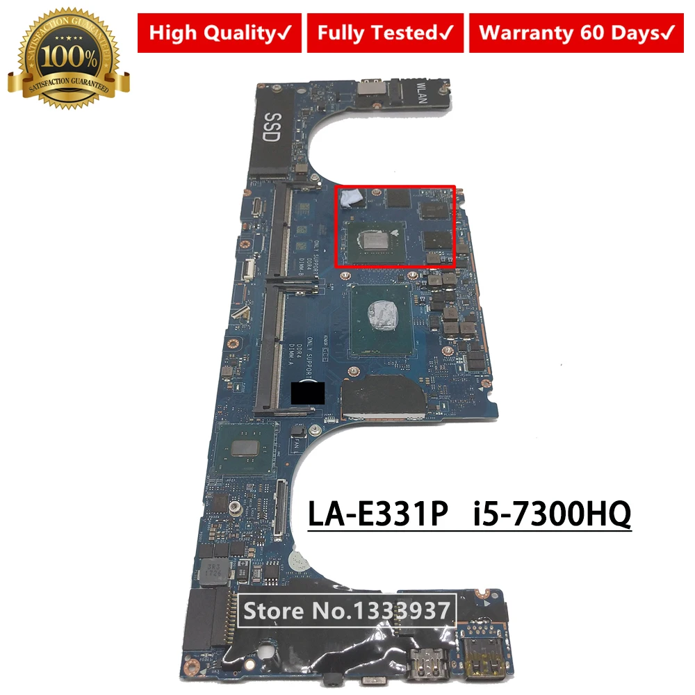 Материнская плата CAM00/01 для ноутбука DELL XPS 9560, системная плата LA-E331P SR32S GTX 1050
Материнская плата CAM00/01 для ноутбука DELL XPS 9560, системная плата LA-E331P SR32S GTX 1050
