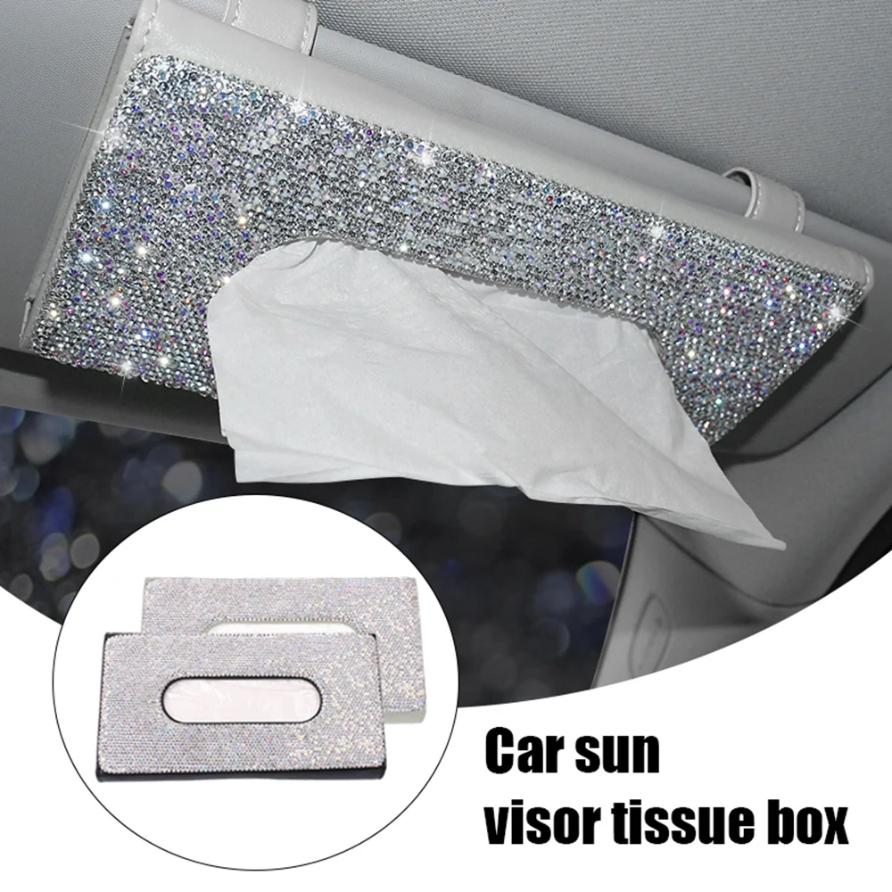 Car Sun Visor Tissue Box Holder Leather&Crystal Tissue Box Towel With Two Clips Car Storage Decoration Auto Interior Assessoires
Car Sun Visor Tissue Box Holder Leather&Crystal Tissue Box Towel With Two Clips Car Storage Decoration Auto Interior Assessoires