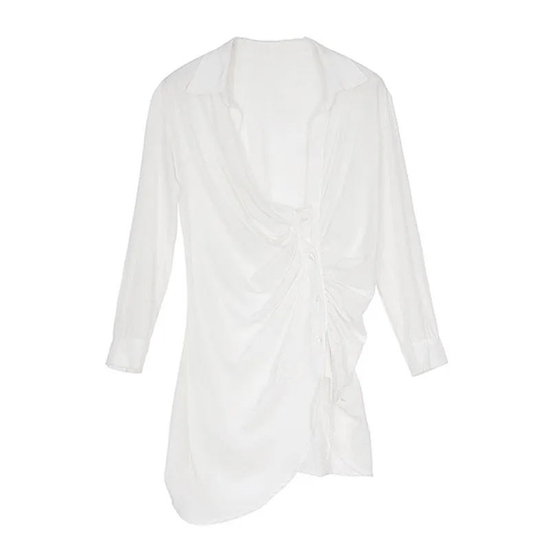 Women Shirt Dress Loose Fit Office Ladies Runway Short Cotton Long Sleeve Pleated Asymmetrical Sexy Women Mini Summer Dresses
Women Shirt Dress Loose Fit Office Ladies Runway Short Cotton Long Sleeve Pleated Asymmetrical Sexy Women Mini Summer Dresses