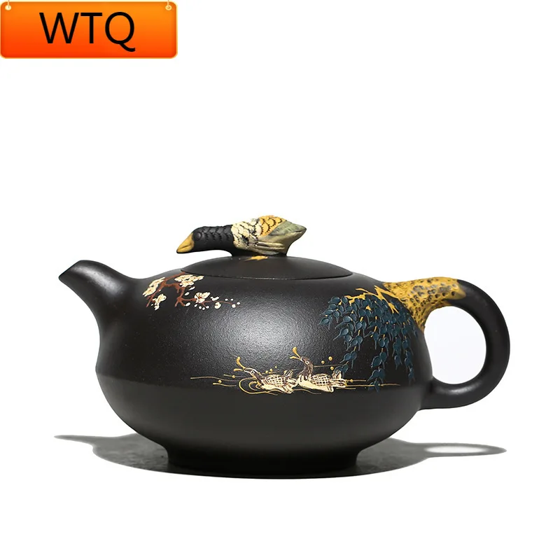Black Clay Teapot Handmade Mandarin Duck Play Cement Painted,Zisha Purple Clay,Full Handmade,Famouse Author,Drinkware,Tea
Black Clay Teapot Handmade Mandarin Duck Play Cement Painted,Zisha Purple Clay,Full Handmade,Famouse Author,Drinkware,Tea