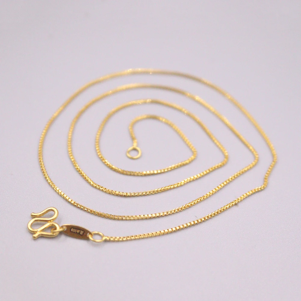 

999 Чистое женское ожерелье из желтого золота 24 К, Подарочная цепочка в коробке, 17,7 дюйма, 3-3,5 г, штамп: 999