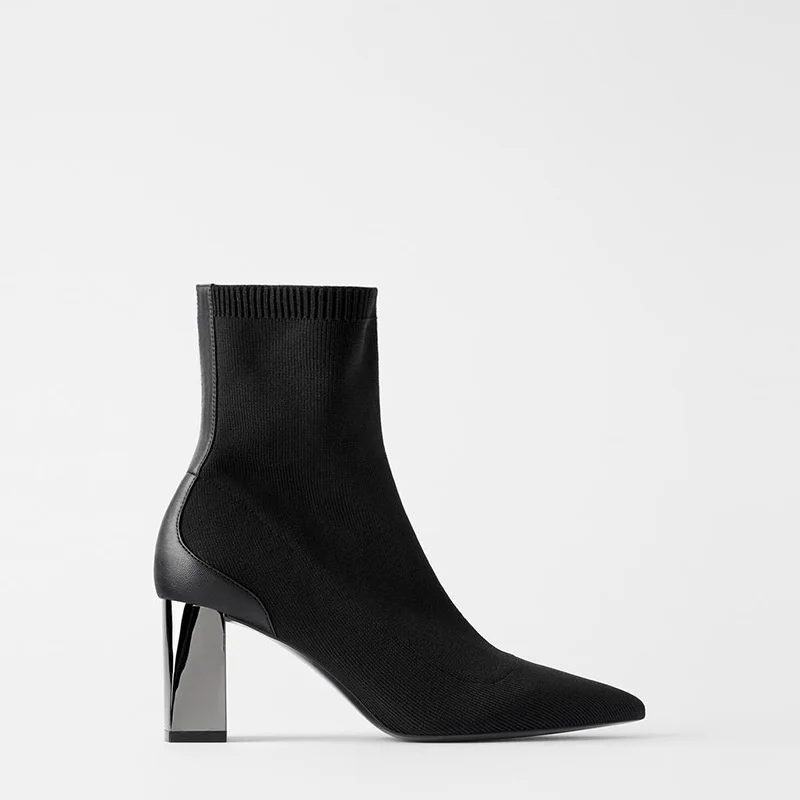 Autumn and winter new thick heel pointed black metal high heel elastic fashion boots versatile socks boots thin women's Boots
Autumn and winter new thick heel pointed black metal high heel elastic fashion boots versatile socks boots thin women's Boots