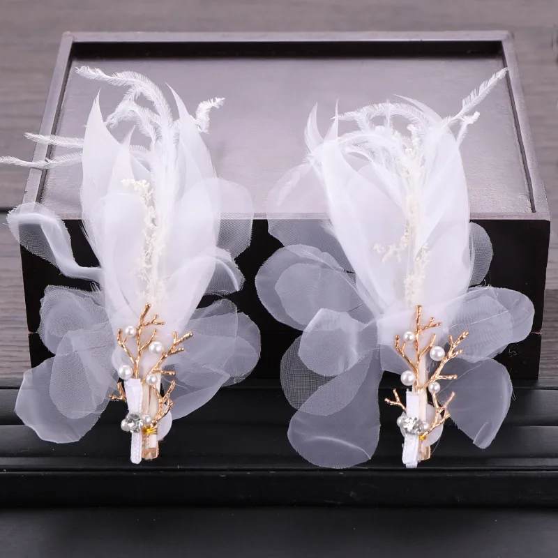 Korean Wedding Dress Accessories Feather Silk Head Flower Hairpin Wholesale Bridal Flower Pearl Hair Pin Headdress
Korean Wedding Dress Accessories Feather Silk Head Flower Hairpin Wholesale Bridal Flower Pearl Hair Pin Headdress