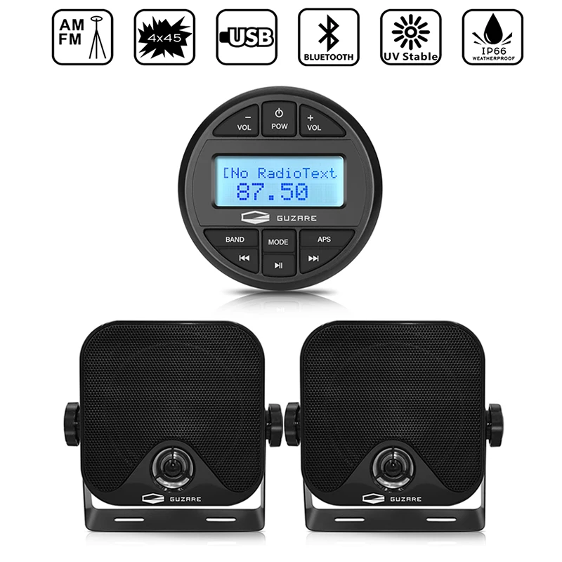 Морской радиоприемник Bluetooth, стереосистема AM FM, Автомобильный MP3-плеер + 4-дюймовый водонепроницаемый динамик для RV, ATV, ванной, яхты 
Морской радиоприемник Bluetooth, стереосистема AM FM, Автомобильный MP3-плеер + 4-дюймовый водонепроницаемый динамик для RV, ATV, ванной, яхты