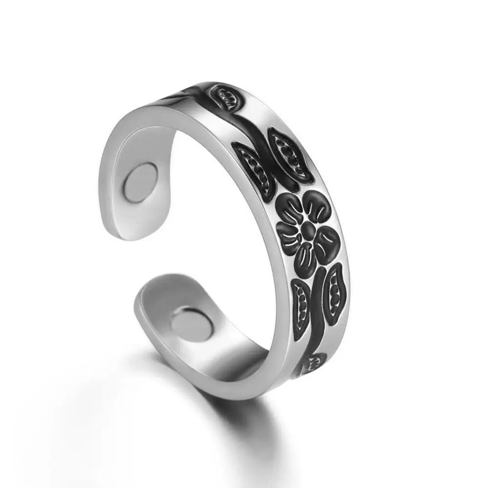 Retro personality Magnetic Hoop Adjustable Gold Plated Stainless Steel Rings For Men Women Flower Jewelry Health Care Gifts
Retro personality Magnetic Hoop Adjustable Gold Plated Stainless Steel Rings For Men Women Flower Jewelry Health Care Gifts
